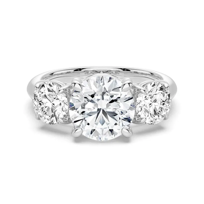 Round Cut Three Stone Moissanite Engagement Ring sold by MSBLUE Jewelry