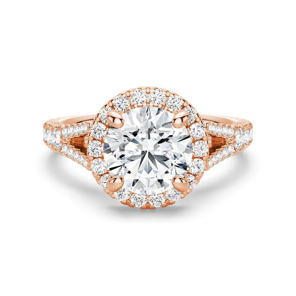 Round Cut Split Shank Moissanite Halo Engagement Ring sold by MSBLUE Jewelry product image thumbnail 3
