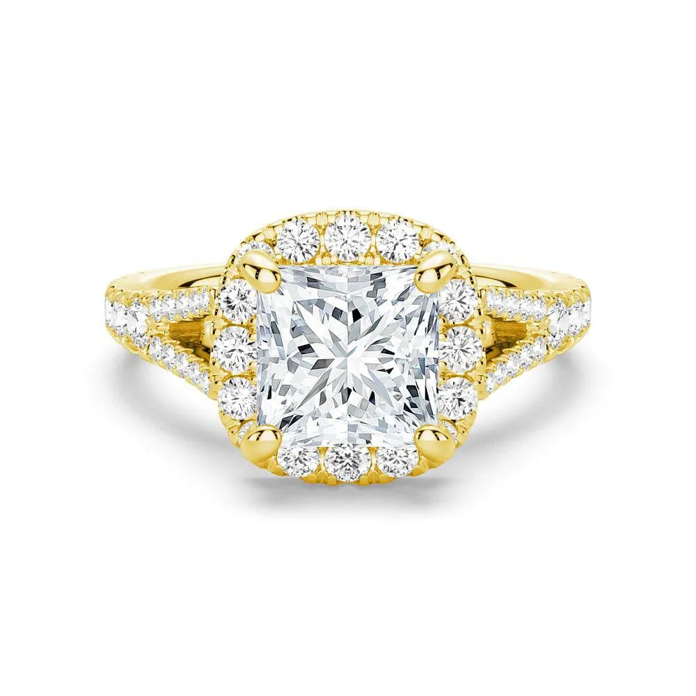 Princess Cut Split Shank Moissanite Halo Engagement Ring sold by MSBLUE Jewelry product image thumbnail 2