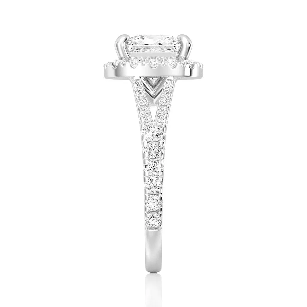 Princess Cut Split Shank Moissanite Halo Engagement Ring sold by MSBLUE Jewelry product image thumbnail 5