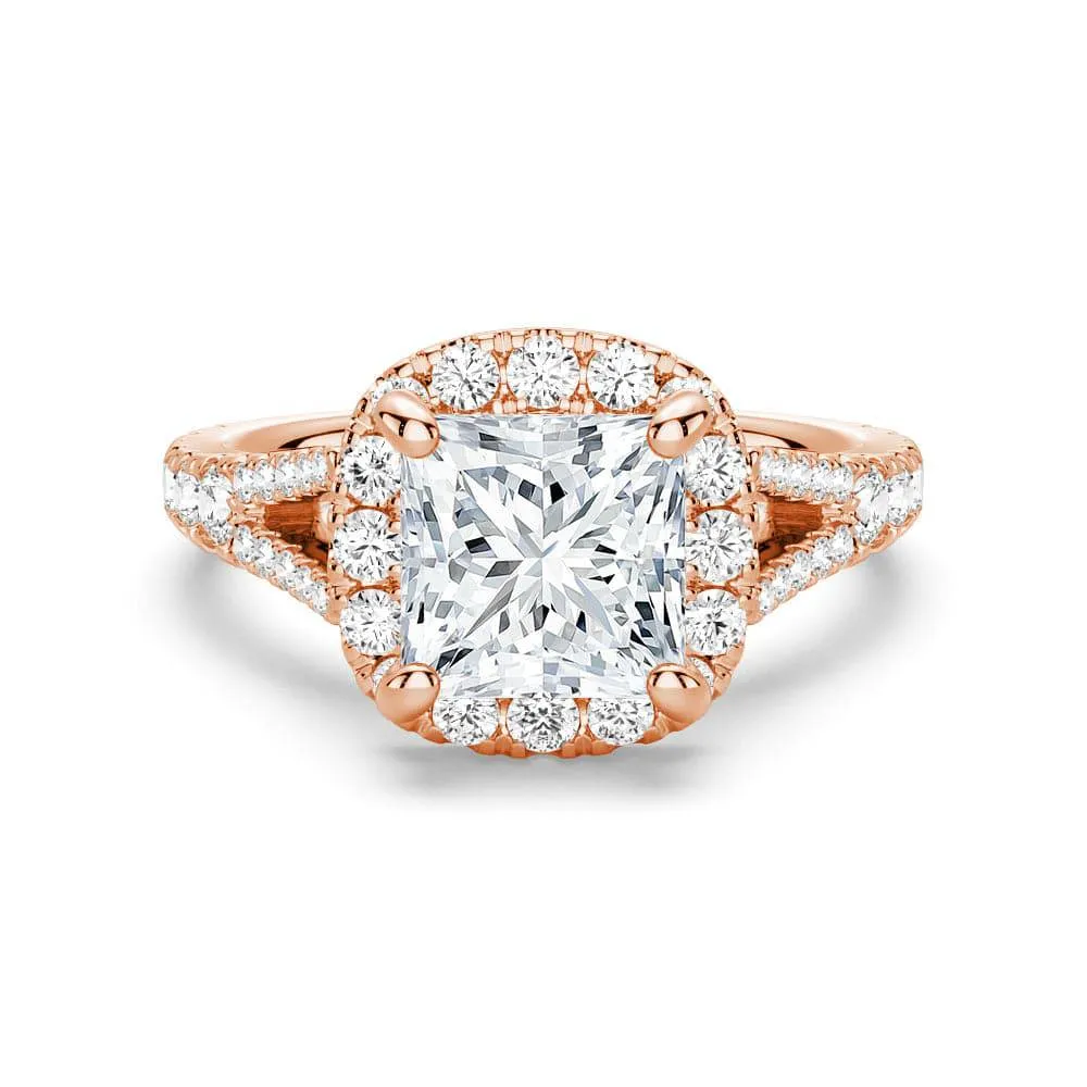 Princess Cut Split Shank Moissanite Halo Engagement Ring sold by MSBLUE Jewelry product image thumbnail 3