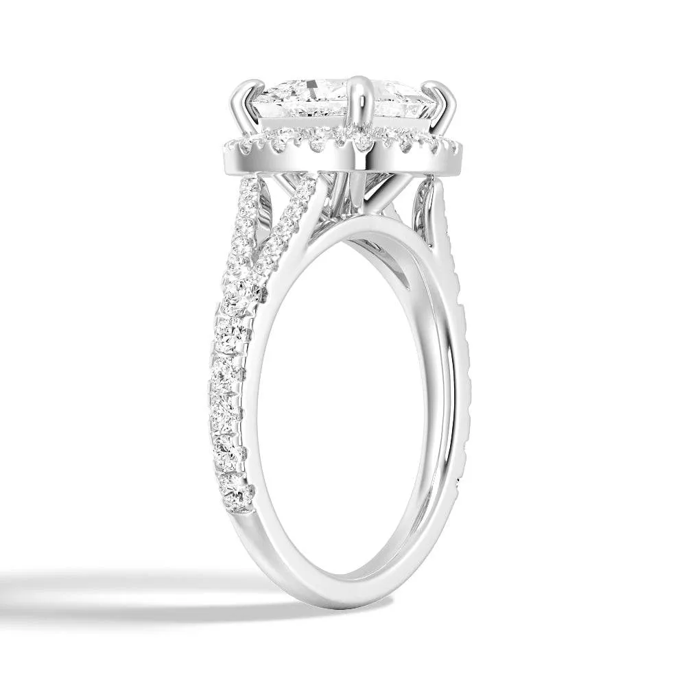 Princess Cut Split Shank Moissanite Halo Engagement Ring sold by MSBLUE Jewelry product image thumbnail 4