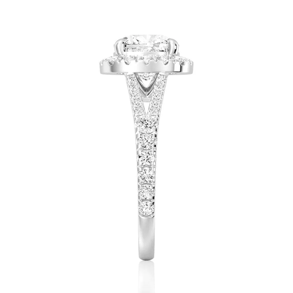 Cushion Cut Split Shank Moissanite Halo Engagement Ring sold by MSBLUE Jewelry product image thumbnail 5