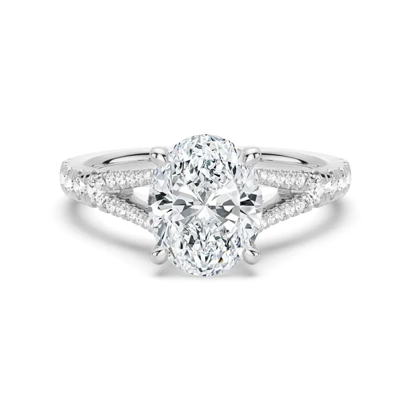 Oval Cut Split Shank Moissanite Engagement Ring sold by MSBLUE Jewelry