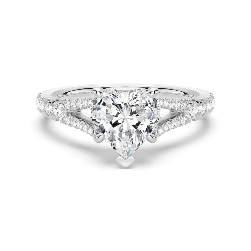 Heart Shaped Split Shank Moissanite Engagement Ring sold by MSBLUE Jewelry