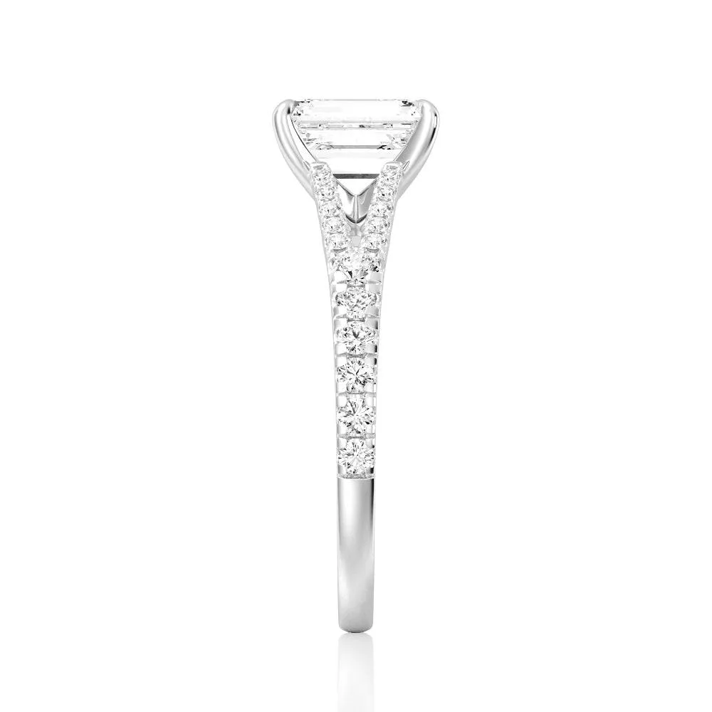 Emerald Cut Split Shank Moissanite Engagement Ring sold by MSBLUE Jewelry product image thumbnail 5