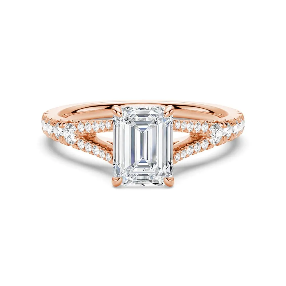 Emerald Cut Split Shank Moissanite Engagement Ring sold by MSBLUE Jewelry product image thumbnail 3