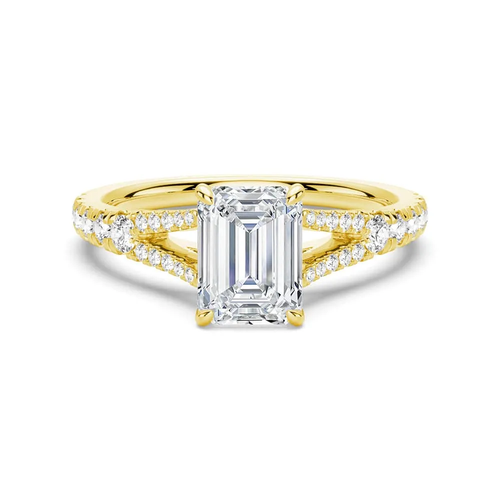 Emerald Cut Split Shank Moissanite Engagement Ring sold by MSBLUE Jewelry product image thumbnail 2
