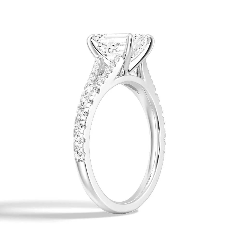 Emerald Cut Split Shank Moissanite Engagement Ring sold by MSBLUE Jewelry product image thumbnail 4