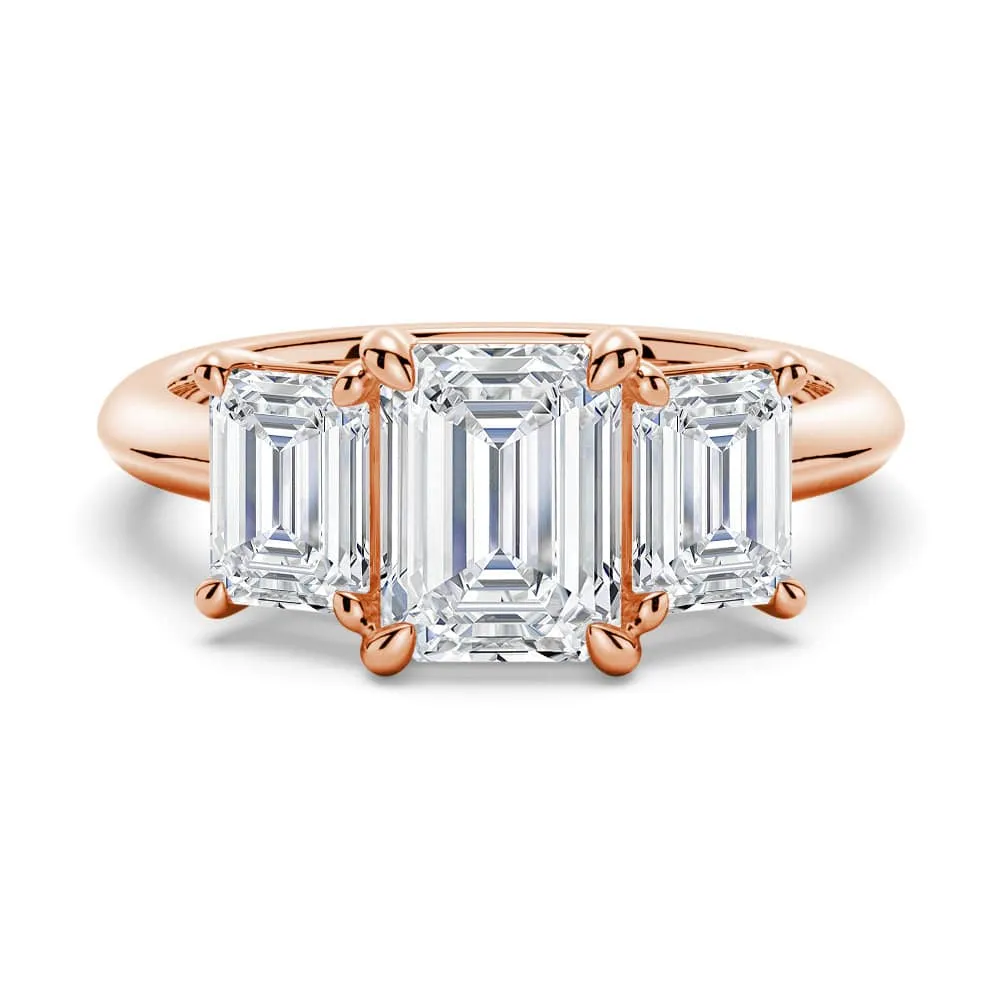 Emerald Cut Three Stone Moissanite Engagement Ring sold by MSBLUE Jewelry product image thumbnail 3