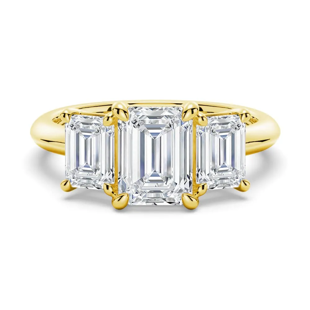 Emerald Cut Three Stone Moissanite Engagement Ring sold by MSBLUE Jewelry product image thumbnail 2