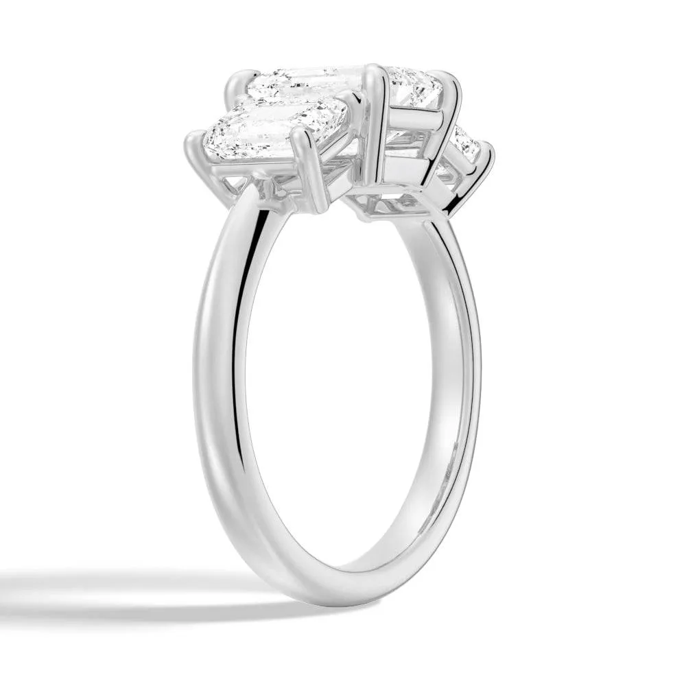 Emerald Cut Three Stone Moissanite Engagement Ring sold by MSBLUE Jewelry product image thumbnail 4