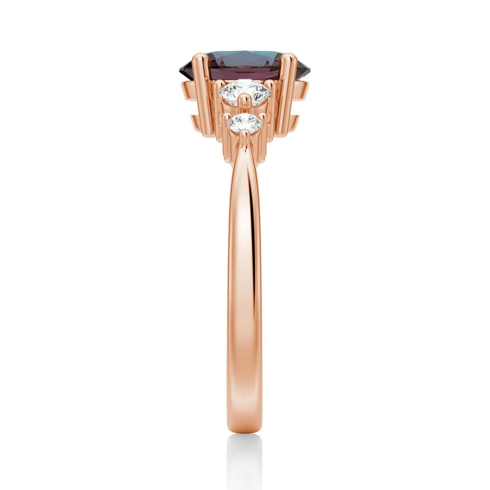 1.5 CT. Oval Alexandrite Engagement Ring With Moissanite Accents sold by MSBLUE Jewelry product image thumbnail 3