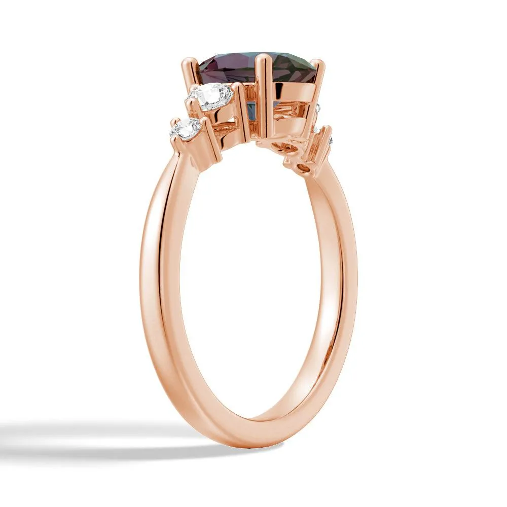 1.5 CT. Oval Alexandrite Engagement Ring With Moissanite Accents sold by MSBLUE Jewelry product image thumbnail 2