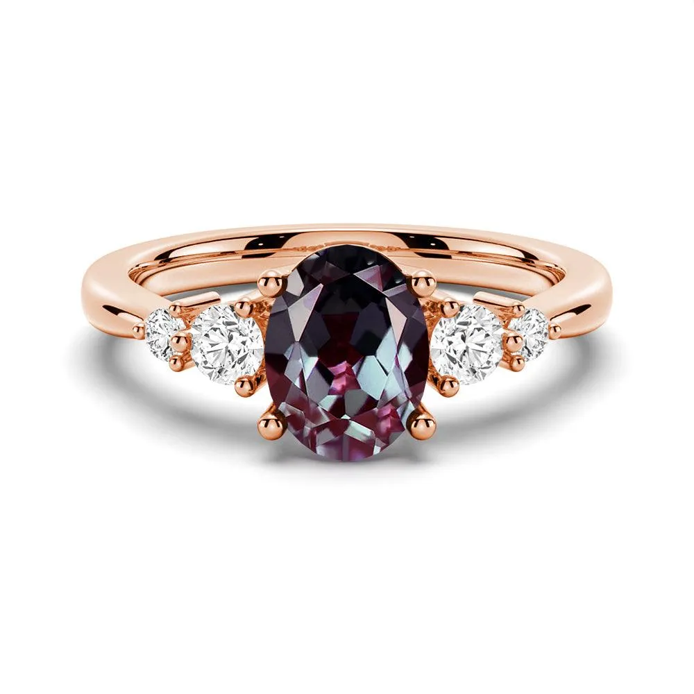 1.5 CT. Oval Alexandrite Engagement Ring With Moissanite Accents sold by MSBLUE Jewelry
