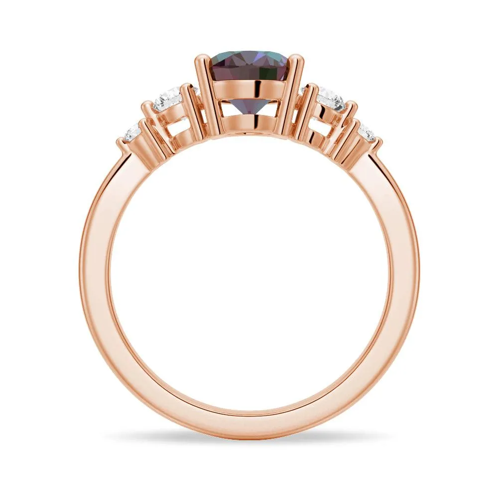 1.5 CT. Oval Alexandrite Engagement Ring With Moissanite Accents sold by MSBLUE Jewelry product image thumbnail 4