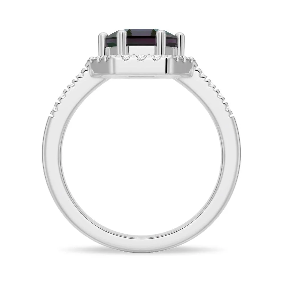 1.5 CT. Hexagon Cut Alexandrite Engagement Ring With Moissanite Halo Pavé sold by MSBLUE Jewelry product image thumbnail 4