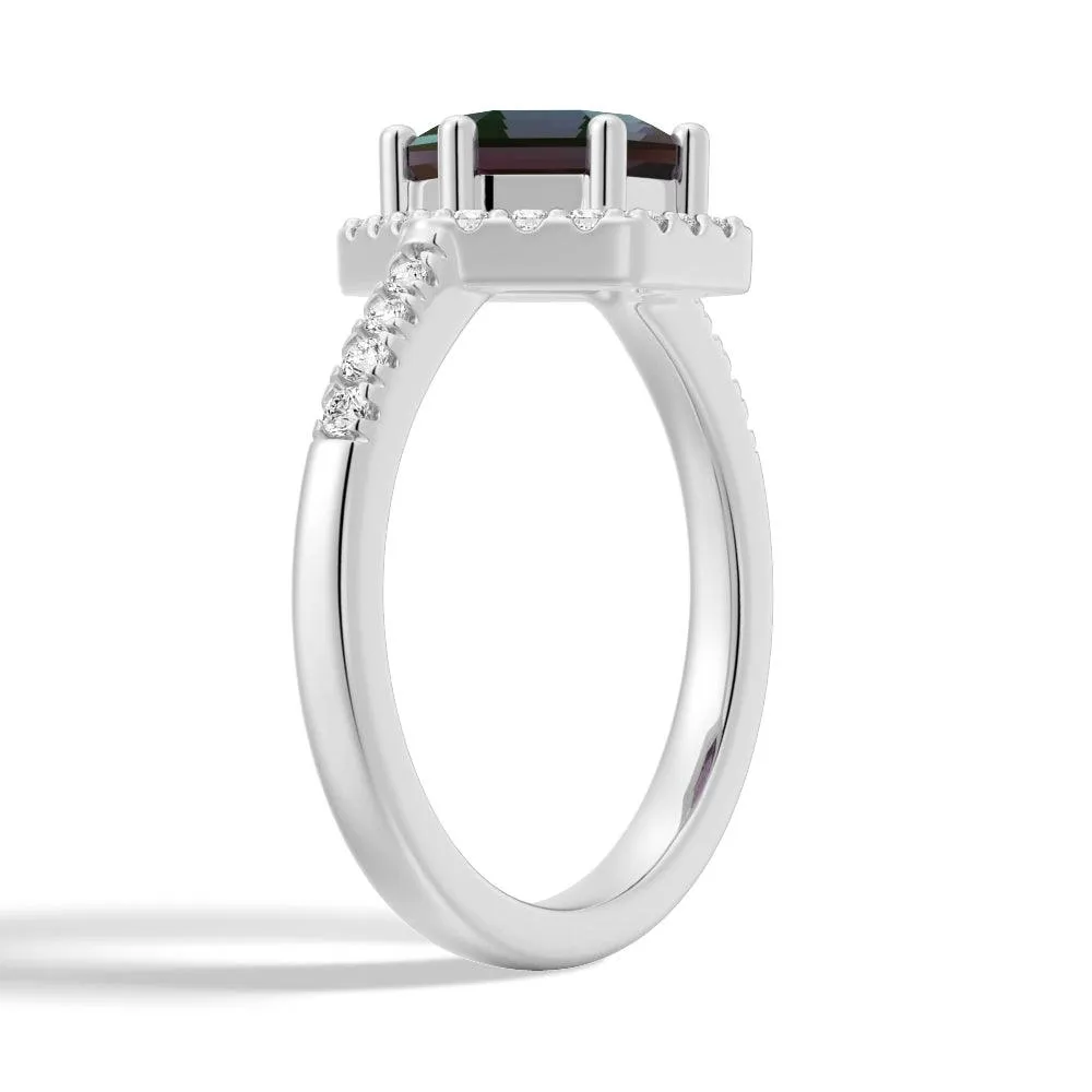 1.5 CT. Hexagon Cut Alexandrite Engagement Ring With Moissanite Halo Pavé sold by MSBLUE Jewelry product image thumbnail 2