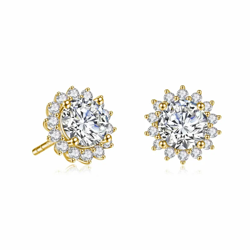 2 Ctw. Sunflower Round Moissanite Stud Earrings sold by MSBLUE Jewelry