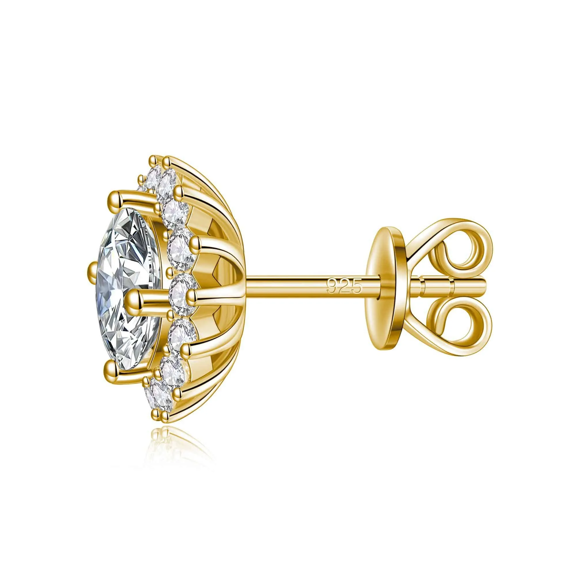 2 Ctw. Sunflower Round Moissanite Stud Earrings sold by MSBLUE Jewelry product image thumbnail 2