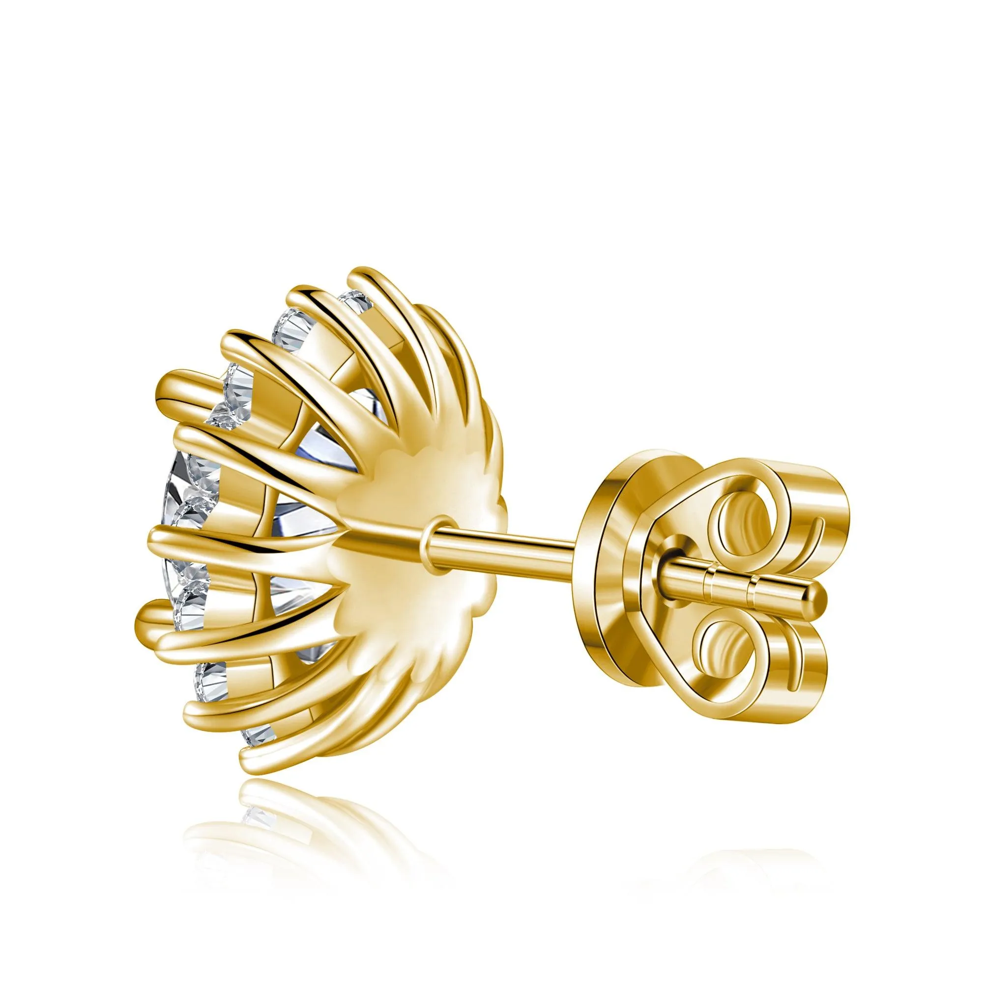 2 Ctw. Sunflower Round Moissanite Stud Earrings sold by MSBLUE Jewelry product image thumbnail 3