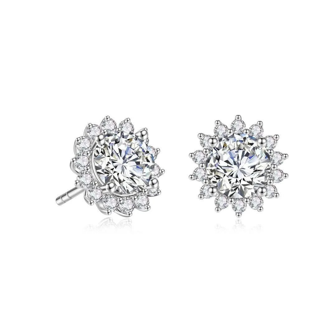 2 Ctw. Sunflower Round Moissanite Stud Earrings sold by MSBLUE Jewelry product image thumbnail 4