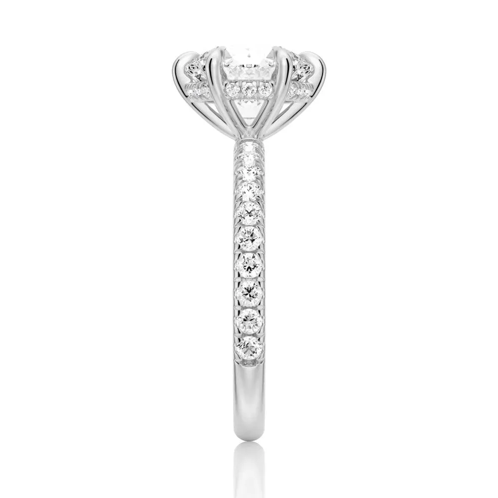 Petite Six Prong Micropavé Moissanite Engagement Ring With Hidden Halo sold by MSBLUE Jewelry product image thumbnail 5