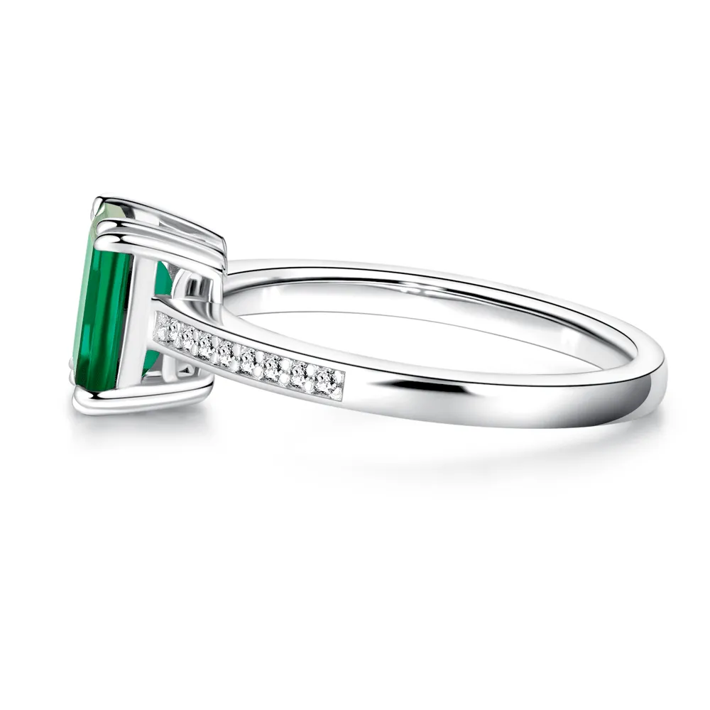 Petite Micropavé Emerald Cut Emerald Ring sold by MSBLUE Jewelry product image thumbnail 5