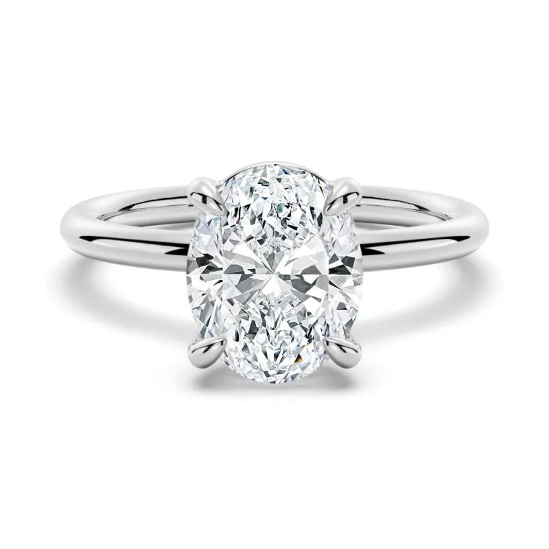Four Prongs Oval Solitaire Moissanite Engagement Ring sold by MSBLUE Jewelry