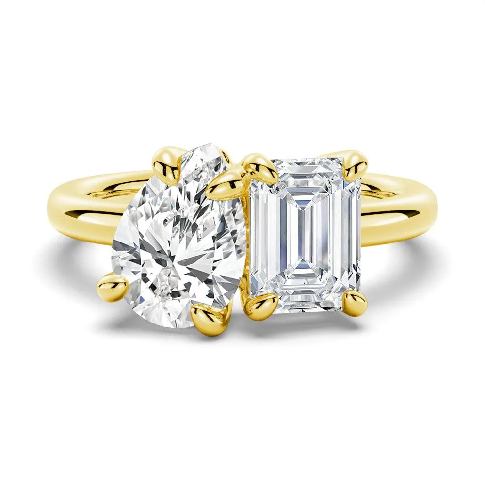 Toi et Moi Emerald Cut & Pear Cut Engagement Ring sold by MSBLUE Jewelry product image thumbnail 2