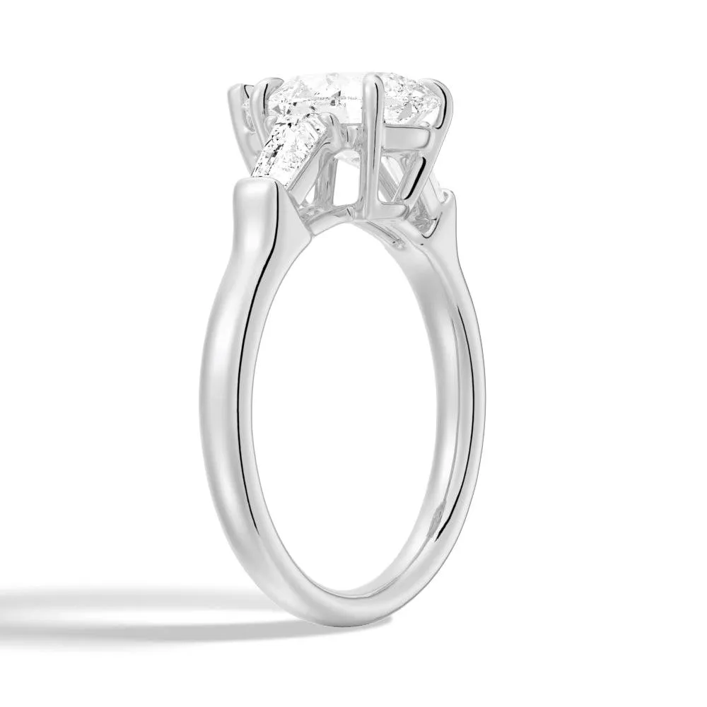 Pear Shaped Moissanite Engagement Ring with Tapered Baguette Side Stones sold by MSBLUE Jewelry product image thumbnail 4