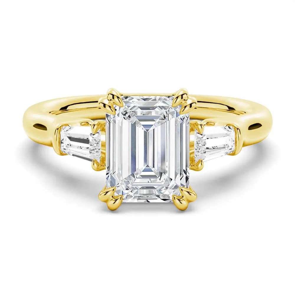 Emerald Cut Moissanite Engagement Ring with Tapered Baguette Side Stones sold by MSBLUE Jewelry product image thumbnail 2