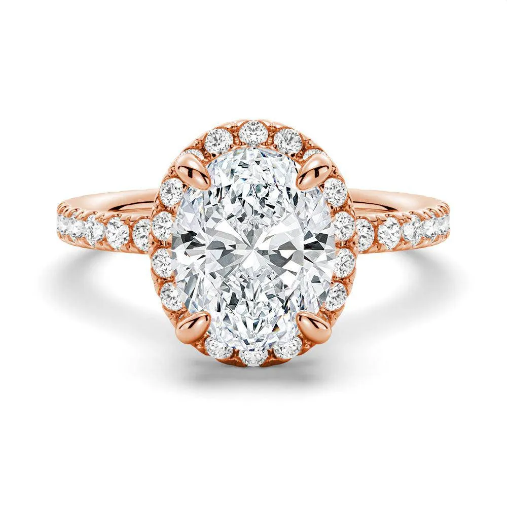 Oval Shaped Micropavé Halo Moissanite Engagement Ring With Eternity Band sold by MSBLUE Jewelry product image thumbnail 3