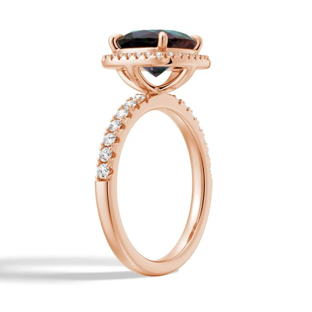 2 CT. Cushion Cut Alexandrite Engagement Ring With Moissanite Halo Pavé sold by MSBLUE Jewelry product image thumbnail 2