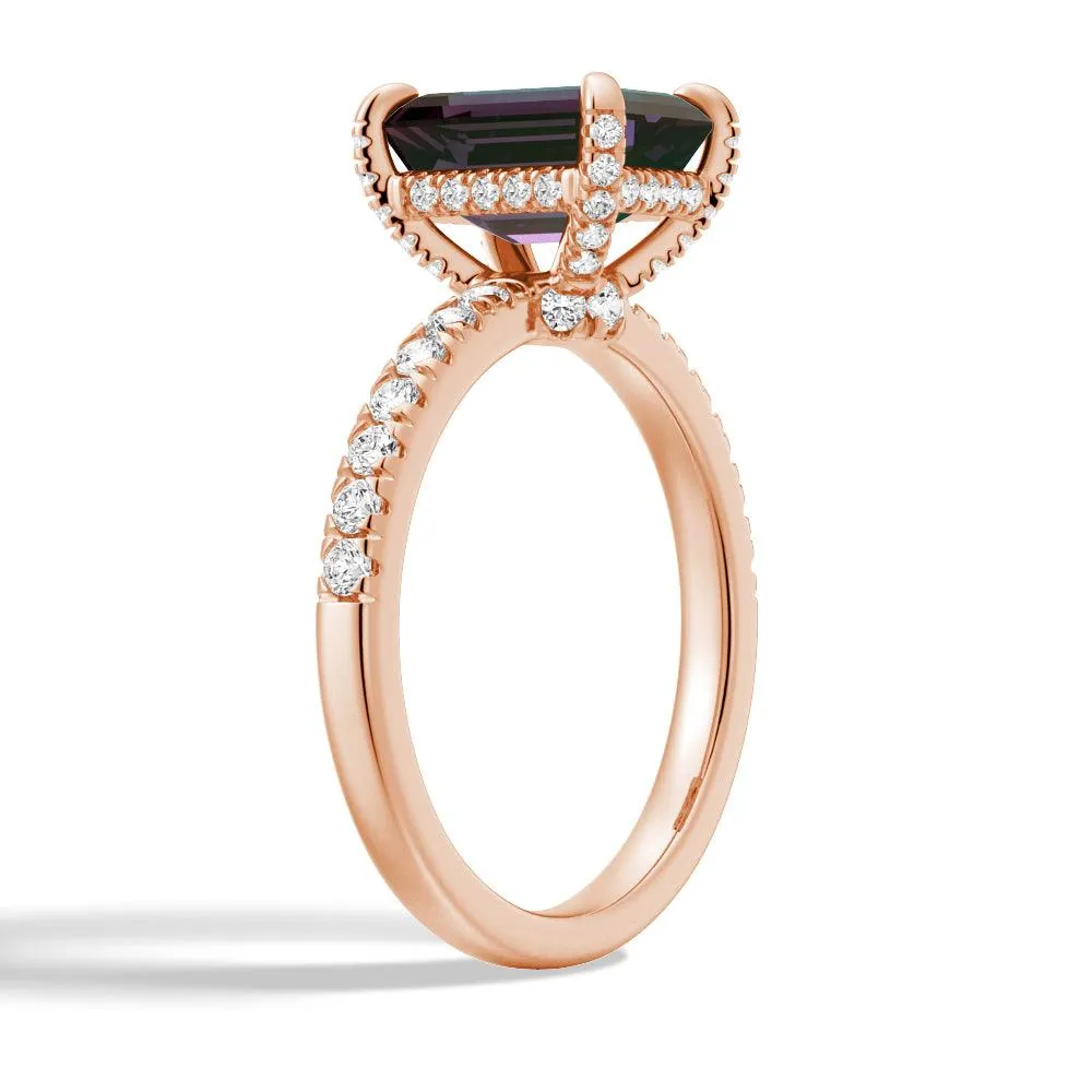 3 CT. Emerald Cut Alexandrite Engagement Ring With Moissanite Hidden Halo sold by MSBLUE Jewelry product image thumbnail 2