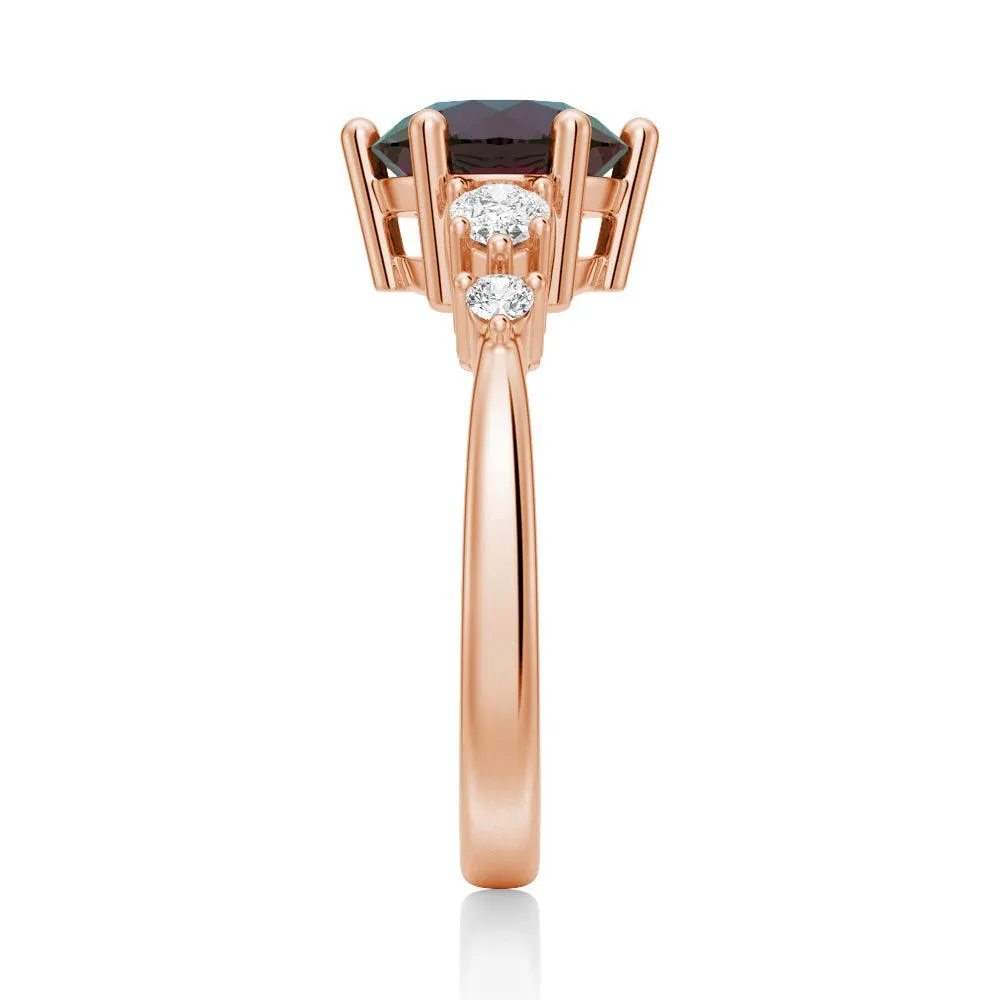 2 CT. Round Cut Alexandrite Engagement Ring With Pear Shaped Moissanite Accents sold by MSBLUE Jewelry product image thumbnail 3