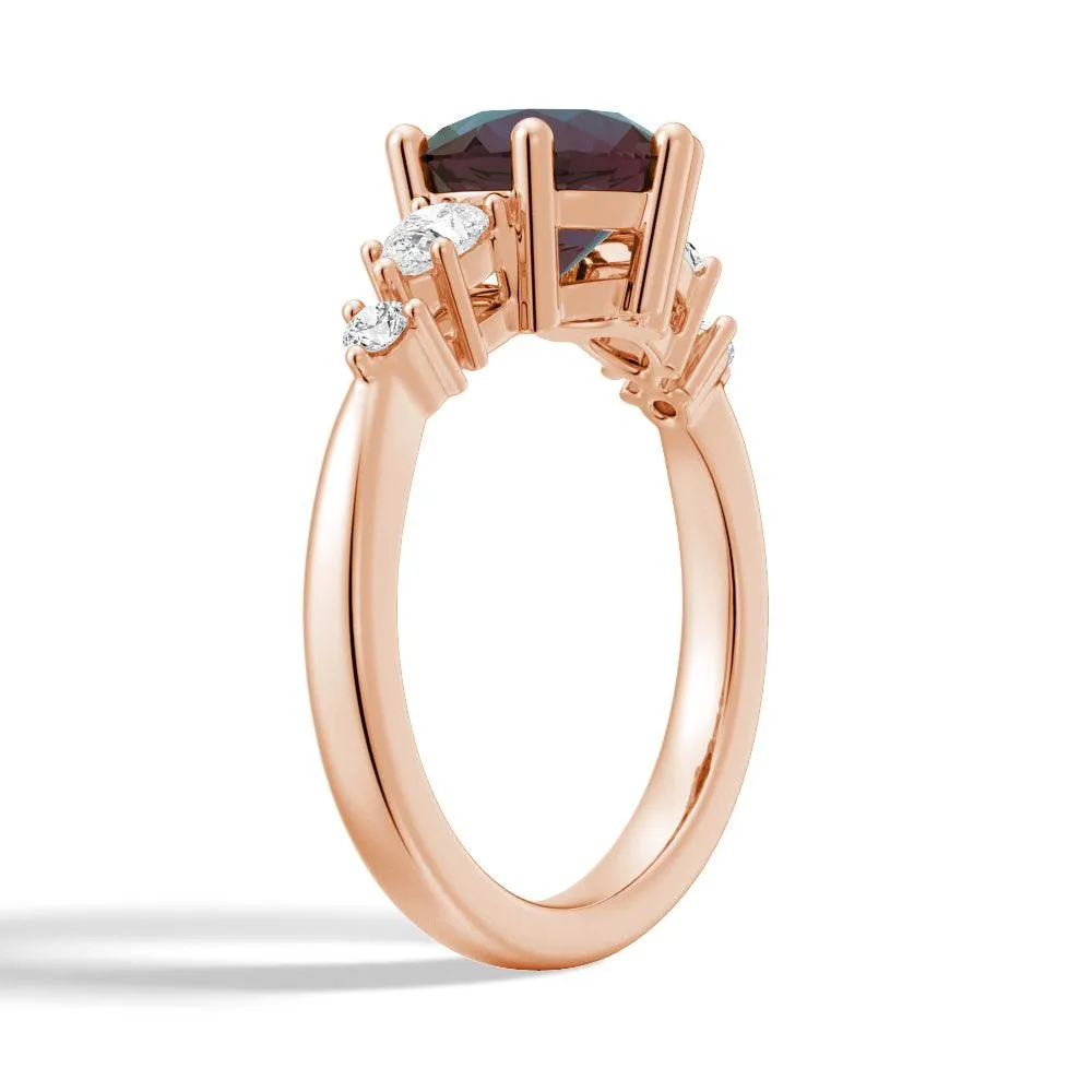 2 CT. Round Cut Alexandrite Engagement Ring With Pear Shaped Moissanite Accents sold by MSBLUE Jewelry product image thumbnail 2