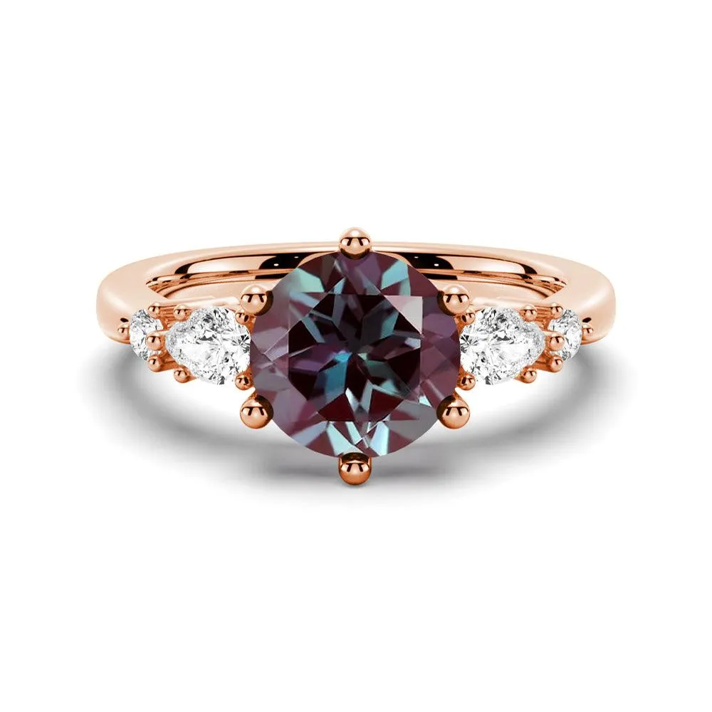 2 CT. Round Cut Alexandrite Engagement Ring With Pear Shaped Moissanite Accents sold by MSBLUE Jewelry