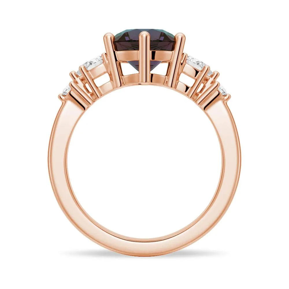 2 CT. Round Cut Alexandrite Engagement Ring With Pear Shaped Moissanite Accents sold by MSBLUE Jewelry product image thumbnail 4