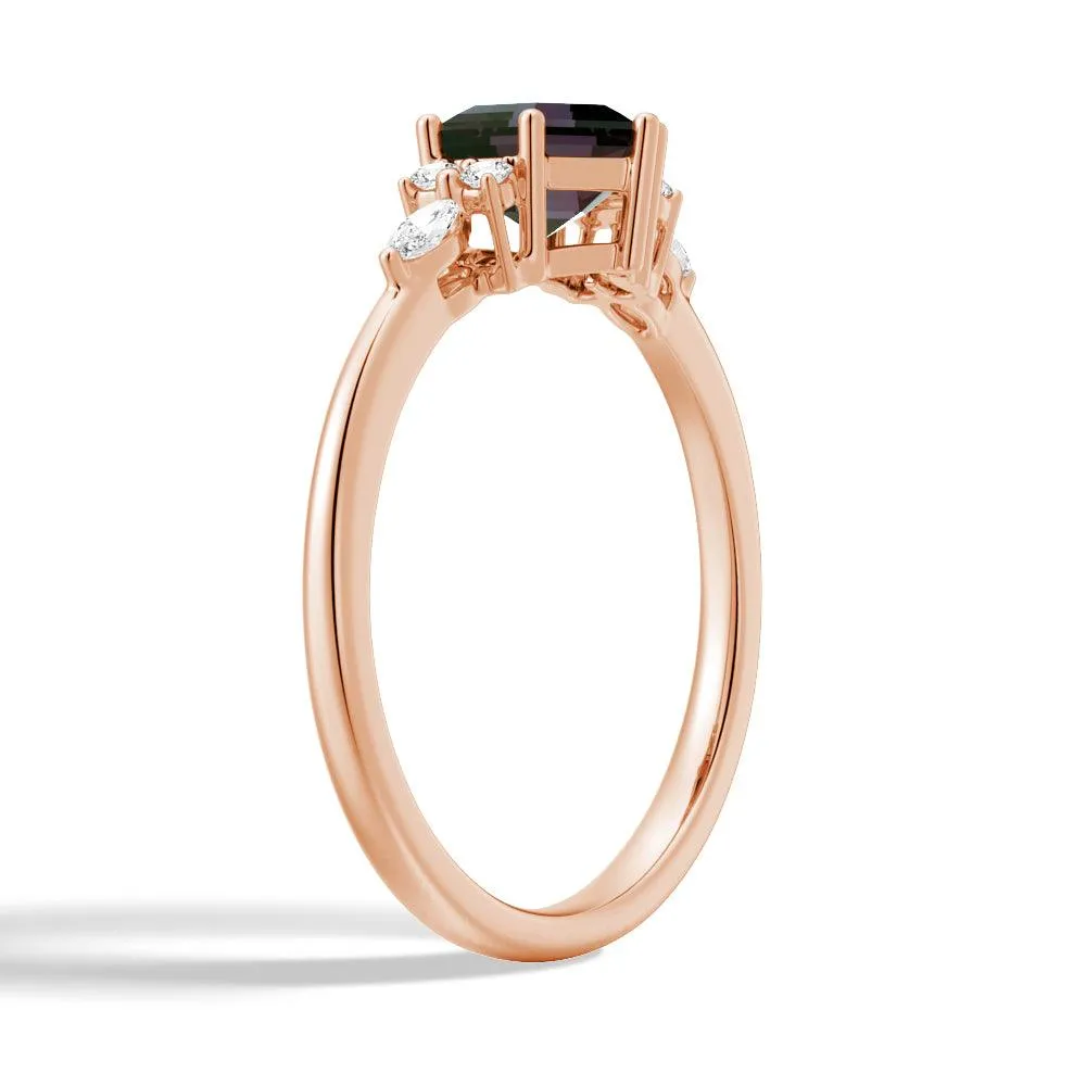 1.5 CT. Hexagon Cut Unique Alexandrite Engagement Ring With Moissanite Accents sold by MSBLUE Jewelry product image thumbnail 2