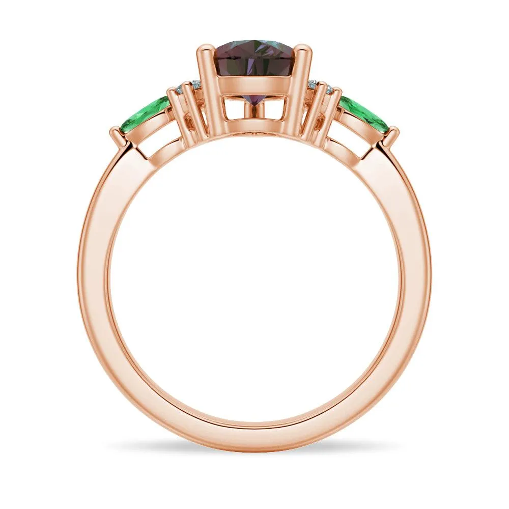 1.5 CT. Pear Shaped Alexandrite Engagement Ring With Emerald Accents sold by MSBLUE Jewelry product image thumbnail 4