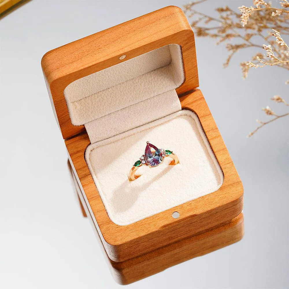 1.5 CT. Pear Shaped Alexandrite Engagement Ring With Emerald Accents sold by MSBLUE Jewelry product image thumbnail 5