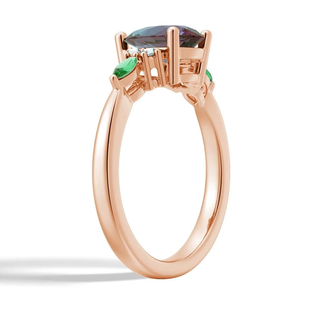 1.5 CT. Pear Shaped Alexandrite Engagement Ring With Emerald Accents sold by MSBLUE Jewelry product image thumbnail 2