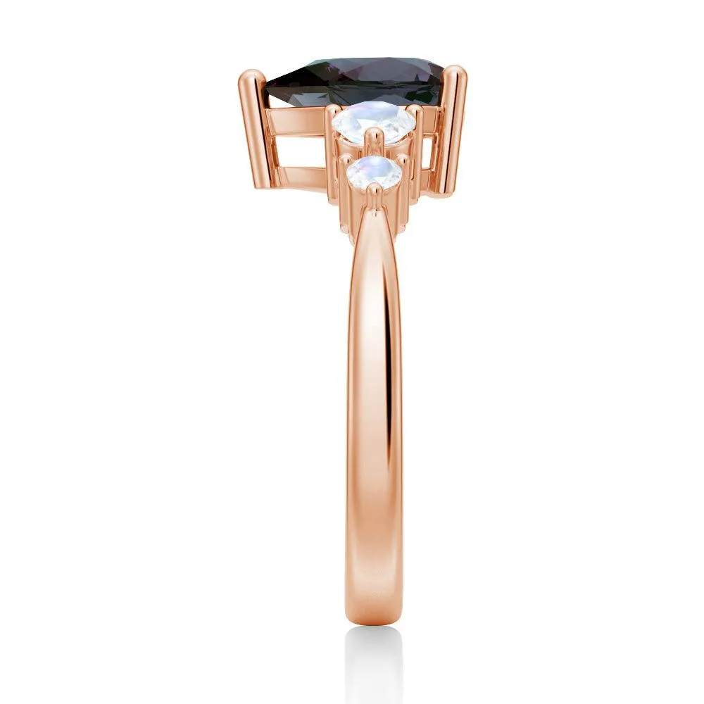 1.5 CT. Pear Shaped Alexandrite Engagement Ring With Moonstone Accents sold by MSBLUE Jewelry product image thumbnail 3