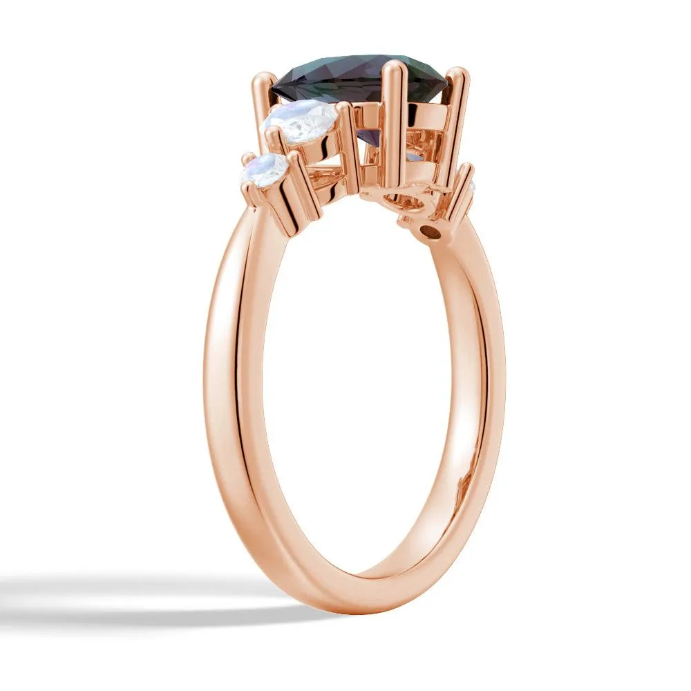 1.5 CT. Pear Shaped Alexandrite Engagement Ring With Moonstone Accents sold by MSBLUE Jewelry product image thumbnail 2
