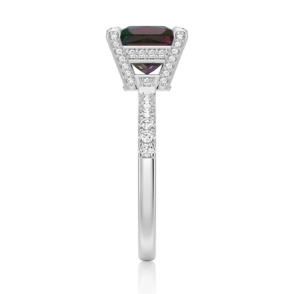 3 CT. Princess Cut Alexandrite Engagement Ring With Moissanite Accents sold by MSBLUE Jewelry product image thumbnail 3