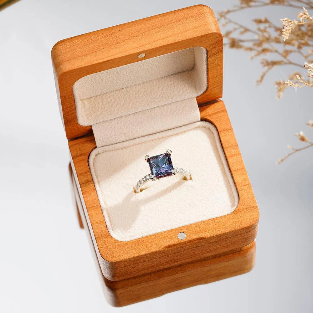 3 CT. Princess Cut Alexandrite Engagement Ring With Moissanite Accents sold by MSBLUE Jewelry product image thumbnail 5