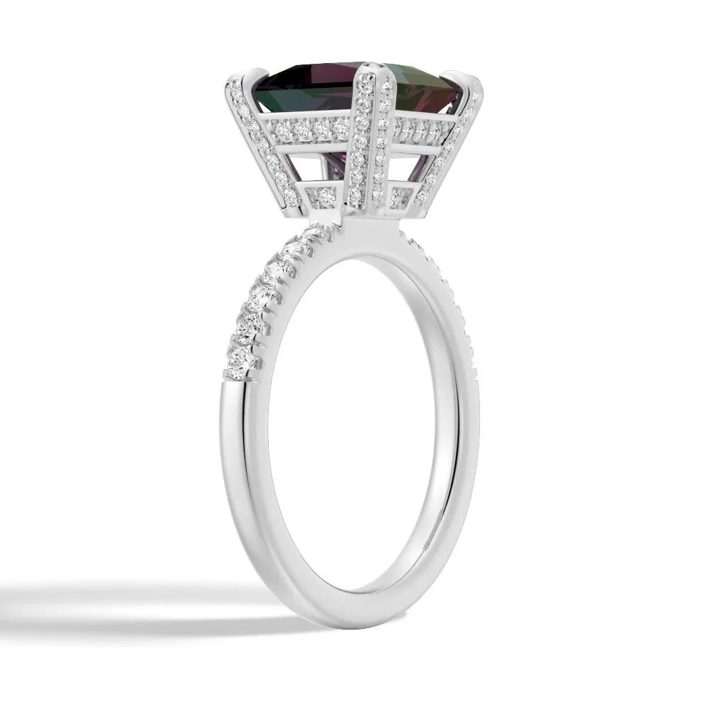 3 CT. Princess Cut Alexandrite Engagement Ring With Moissanite Accents sold by MSBLUE Jewelry product image thumbnail 2