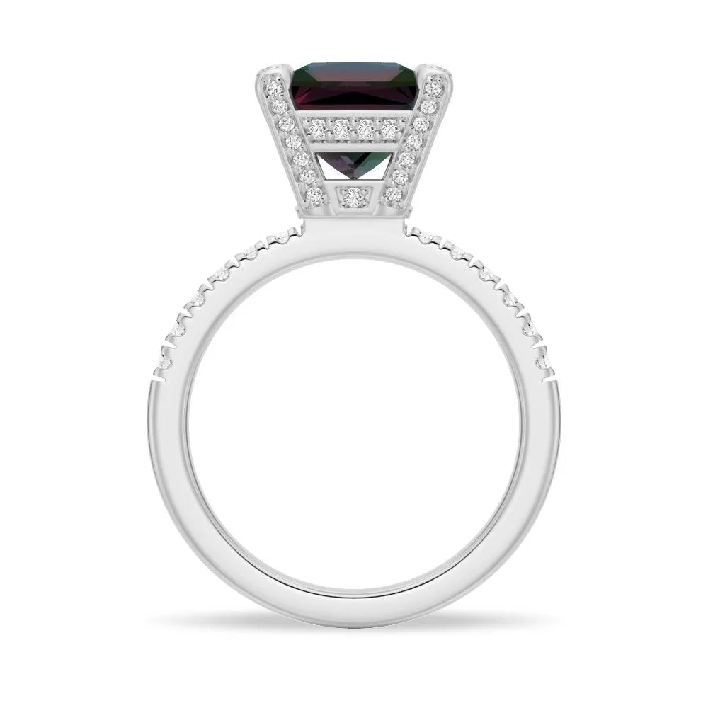 3 CT. Princess Cut Alexandrite Engagement Ring With Moissanite Accents sold by MSBLUE Jewelry product image thumbnail 4