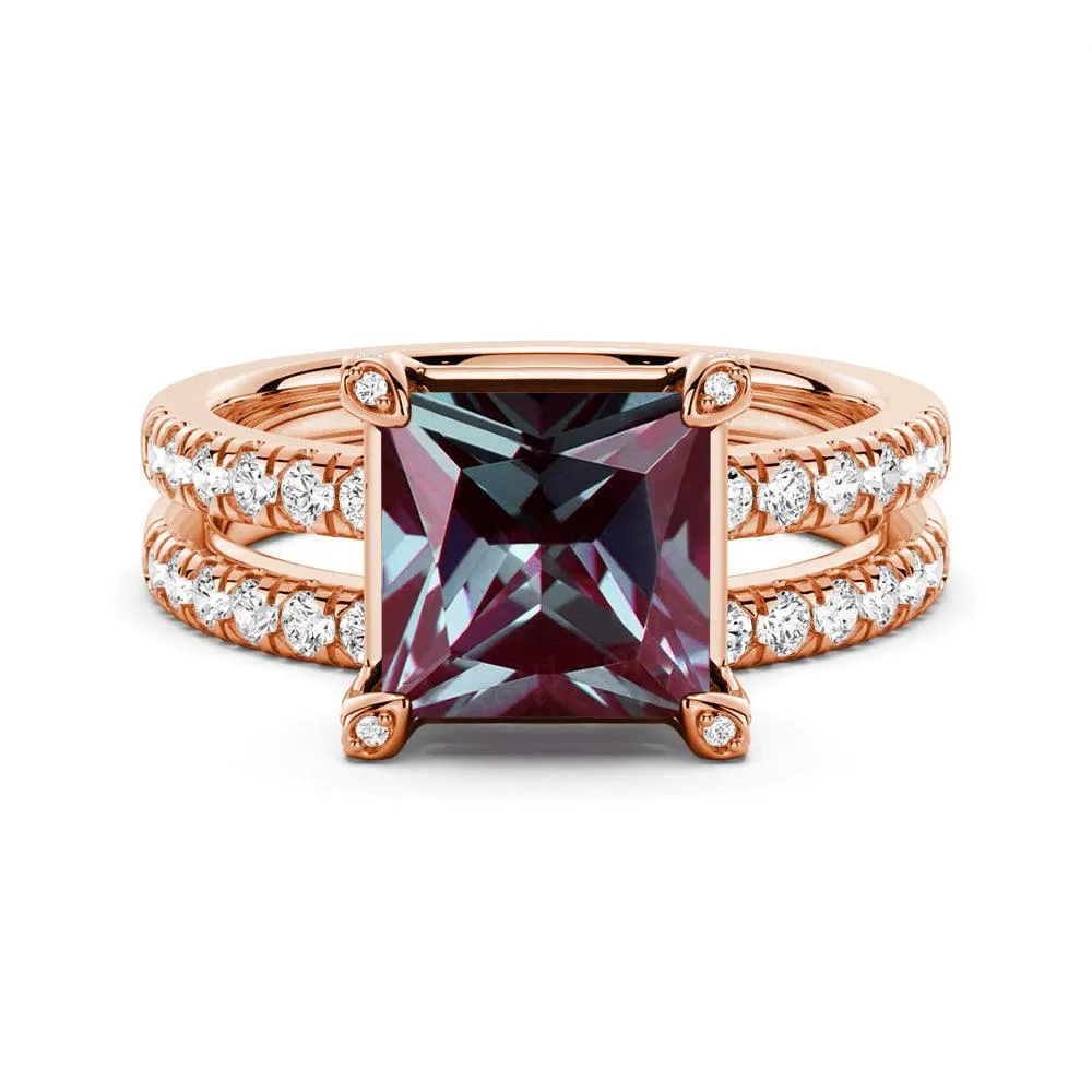 3 CT. Princess Cut Alexandrite Engagement Ring Set sold by MSBLUE Jewelry